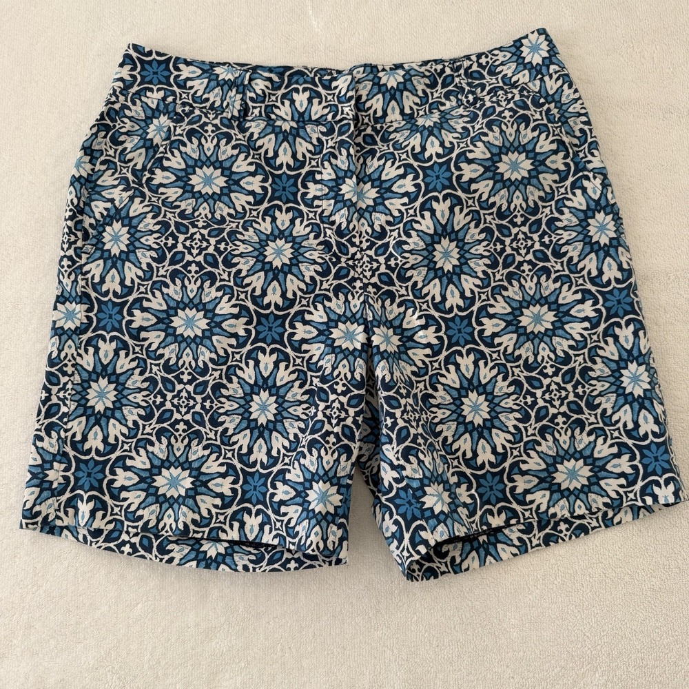 J McLaughlin Chino Shorts Size 6 Blue Cotton Stretchy Preppy Coastal Vacation